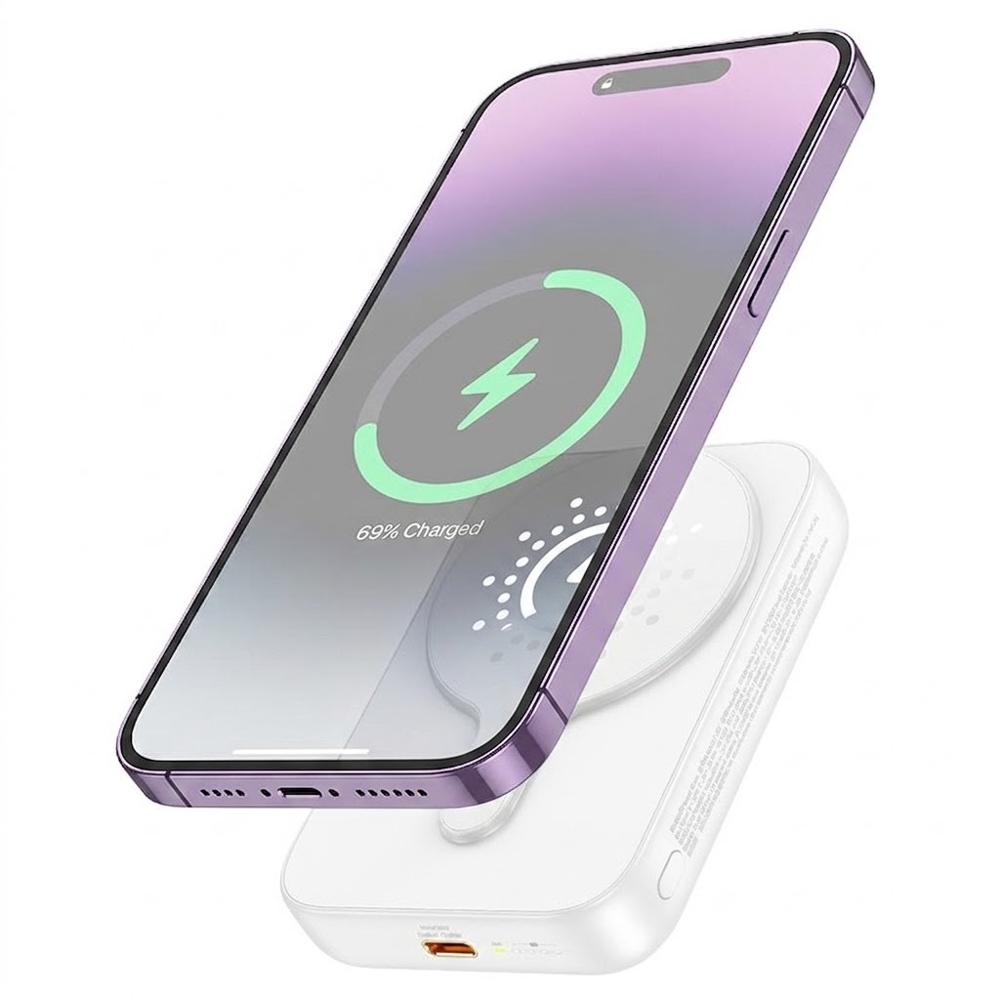 Bateria portátil inalámbrica magnetico 10000 mAh carga rápida 20w J117A Hoco Blanco