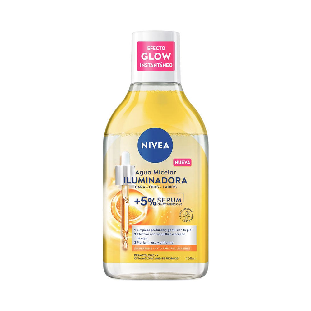 Agua micelar Nivea iluminadora + 5% sérum con Vitamina C y E 400 ml