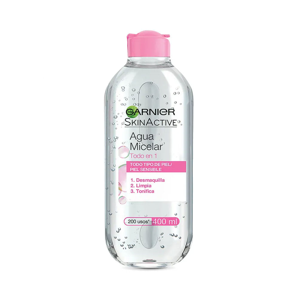 Agua Micelar Garnier Skin Active Todo en 1 desmaquilla, limpia y tonifica 400 ml