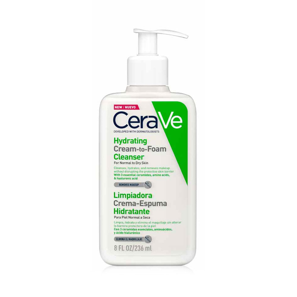Limpiador Crema Espuma Cerave Hidratante Cream-to-Foam piel normal a seca
