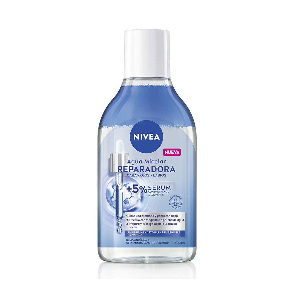Agua micelar Nivea reparadora + 5% sérum con panthenol 400 ml