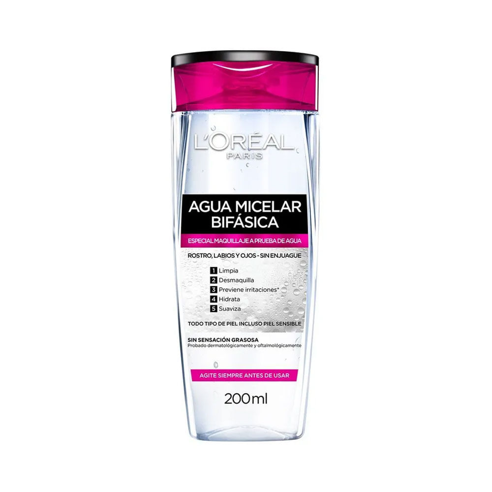 Agua micelar bifásica L'Oréal Paris 5 en 1 desmaquillante 200 ml