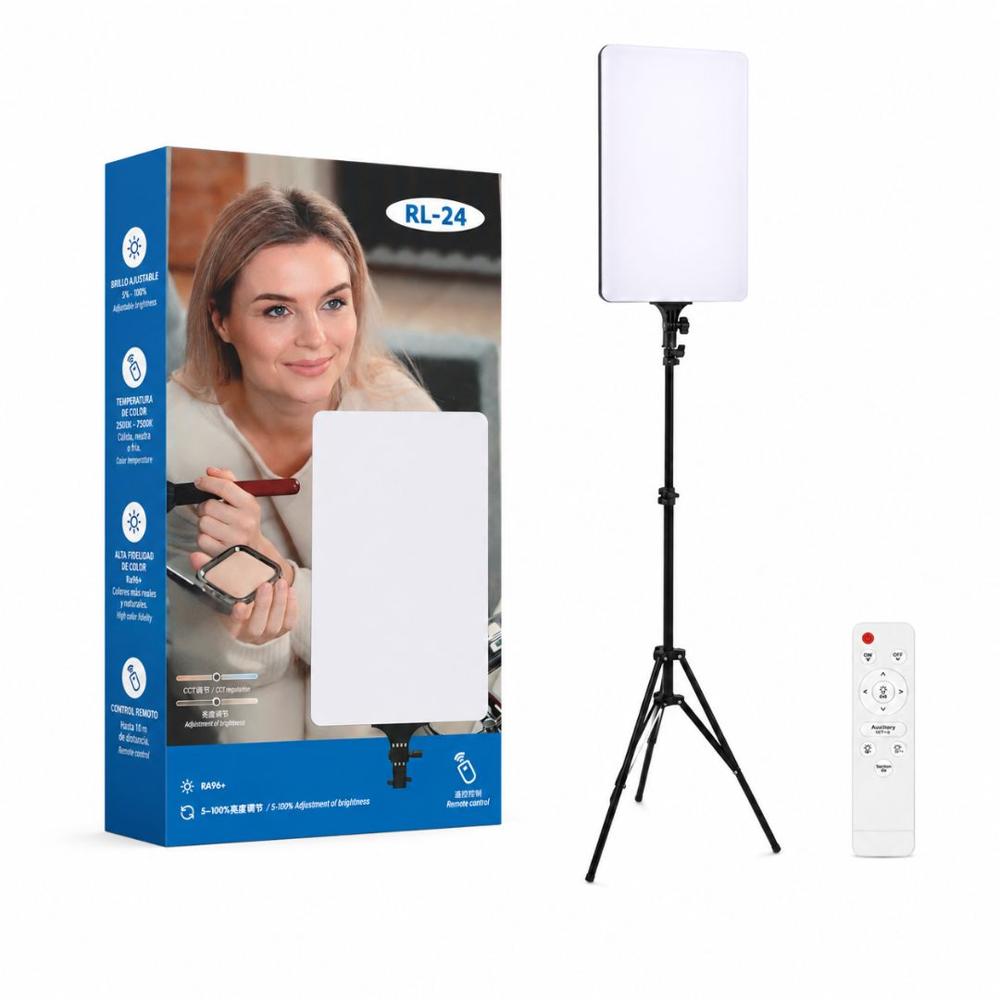 Lámpara Panel luz Led RL-24 Fotografía Profesional con Trípode y  Control Remoto