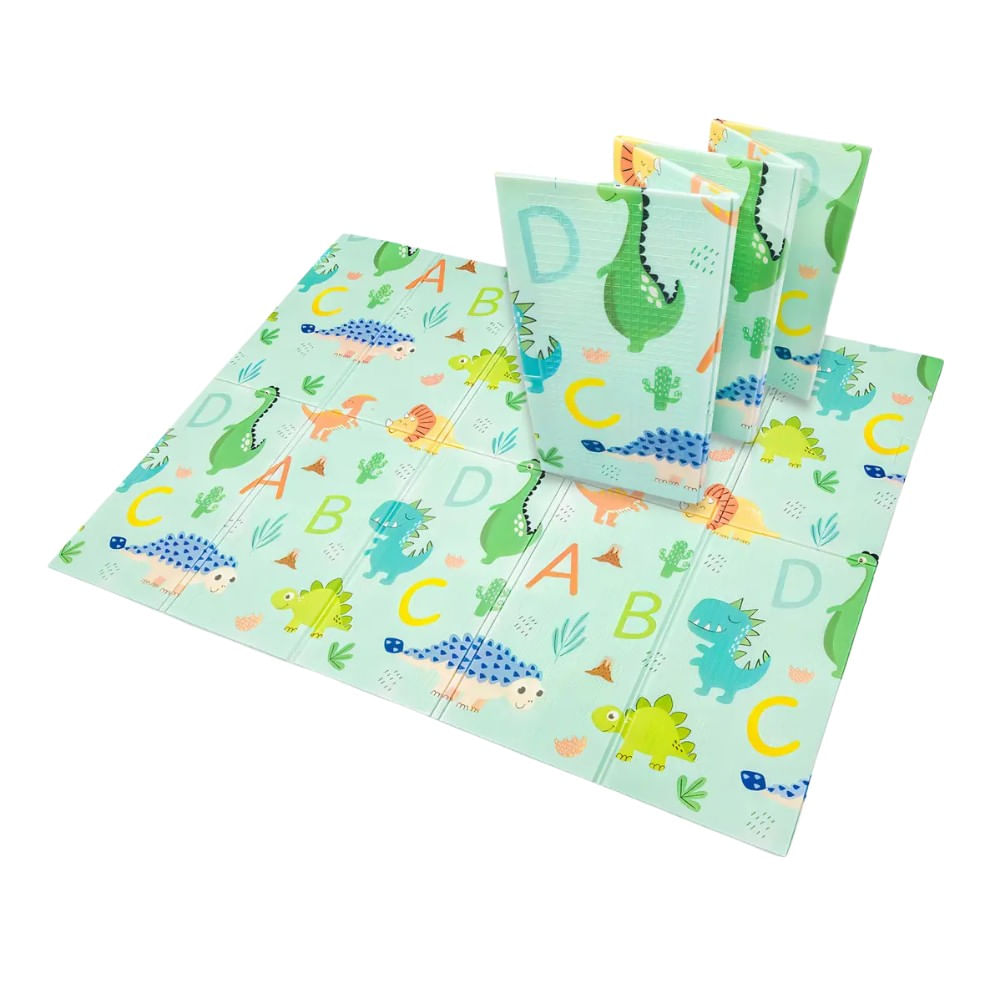 Piso Plegable Tapete de Juegos de Dinosaurios y Números 195 cm x 176 cm con Maletín de Tela