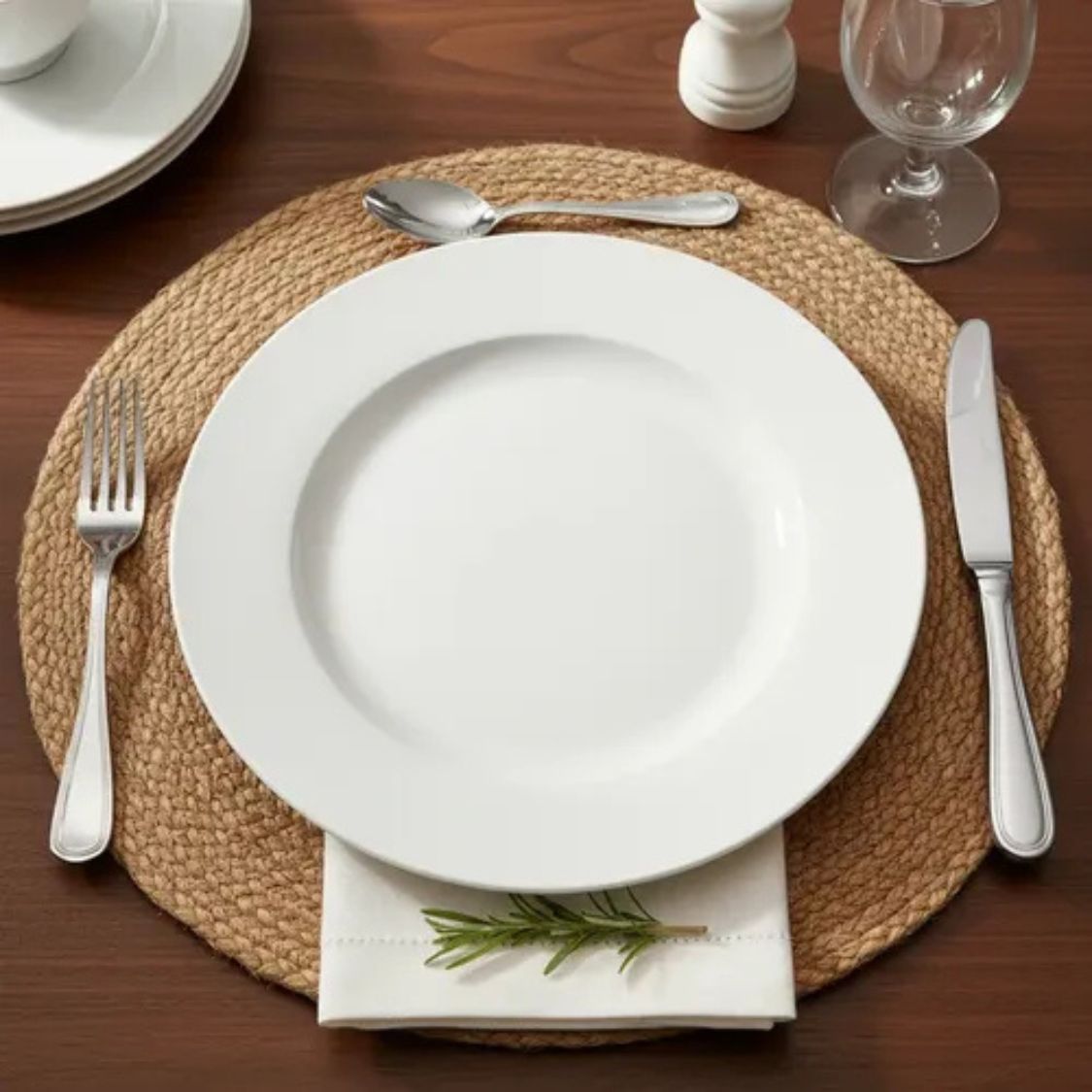 Plato de Segundo de Porcelana Blanco x 6 unidades
