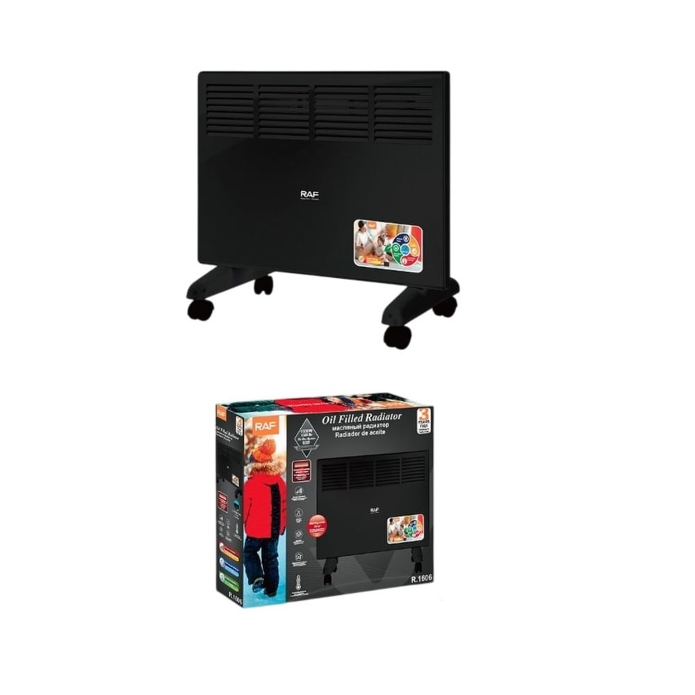 Convector Raf 1500 W Con Termostato Negro Calefactor