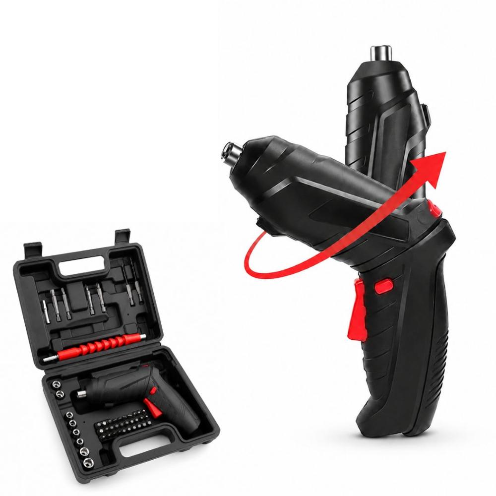 Kit Atornillador Destornillador Taladro Eléctrico Inalámbrico Recargable 46 Pzs Luz LED