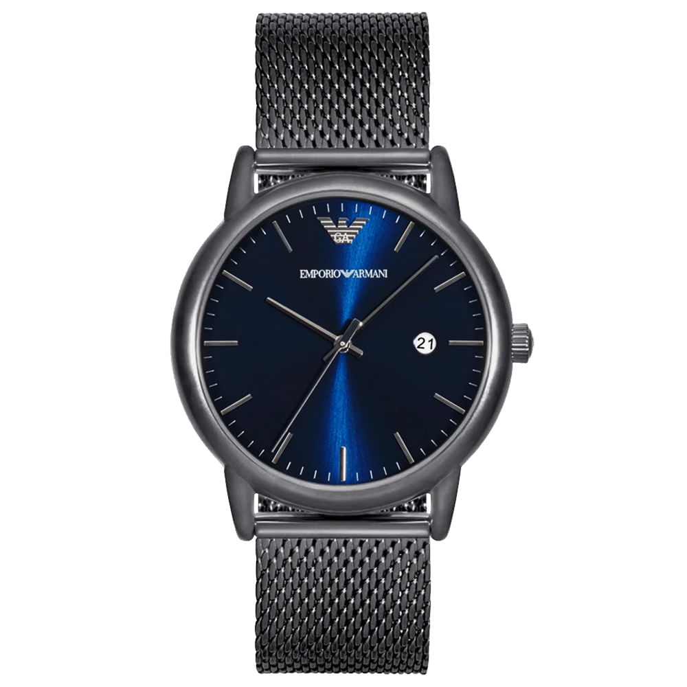 Reloj Emporio Armani Luigi AR11053 Fecha Acero Inoxidable Gunmetal Dial Azul