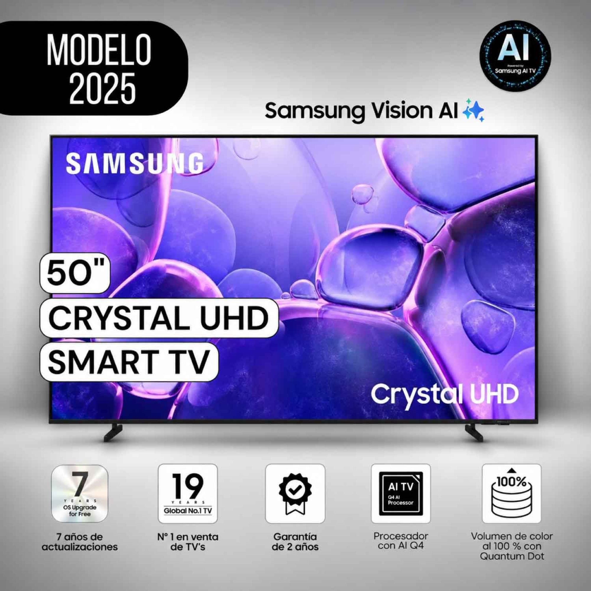 Televisor Samsung 50  Pulg Crystal UHD UN50U8000FGXPE Smart TV Modelo 2025