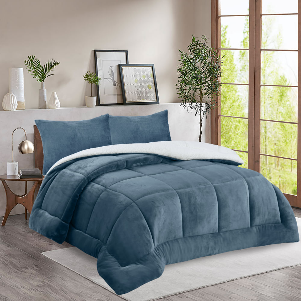 Edredon OI26 Flannel Sherpa V1/V4 Azul