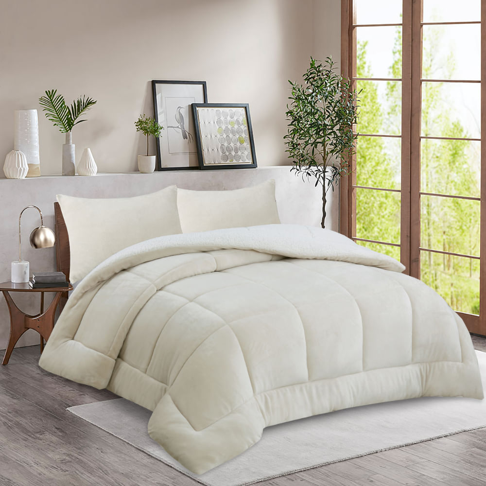 Edredon OI26 Flannel Sherpa V1/V4 Beige Queen