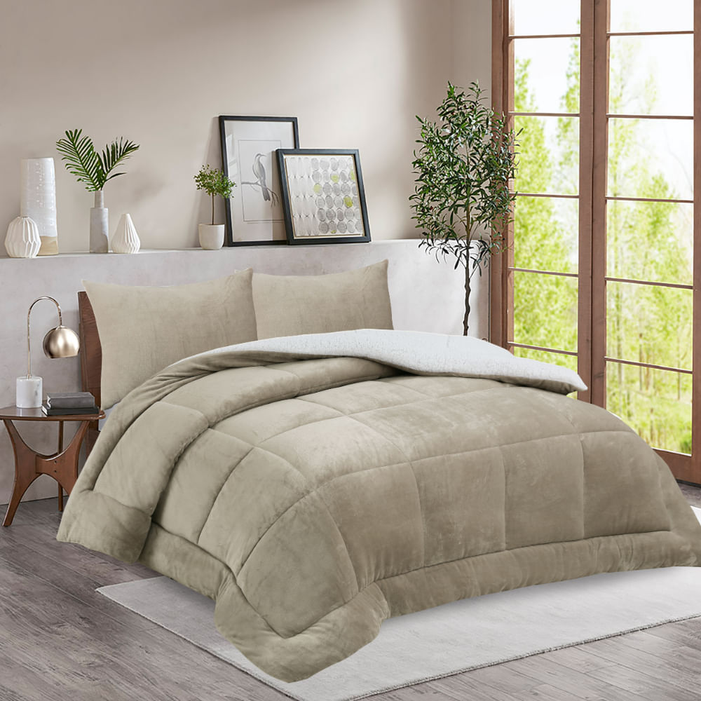 Edredon OI26 Flannel Sherpa V1/V4 Avellana
