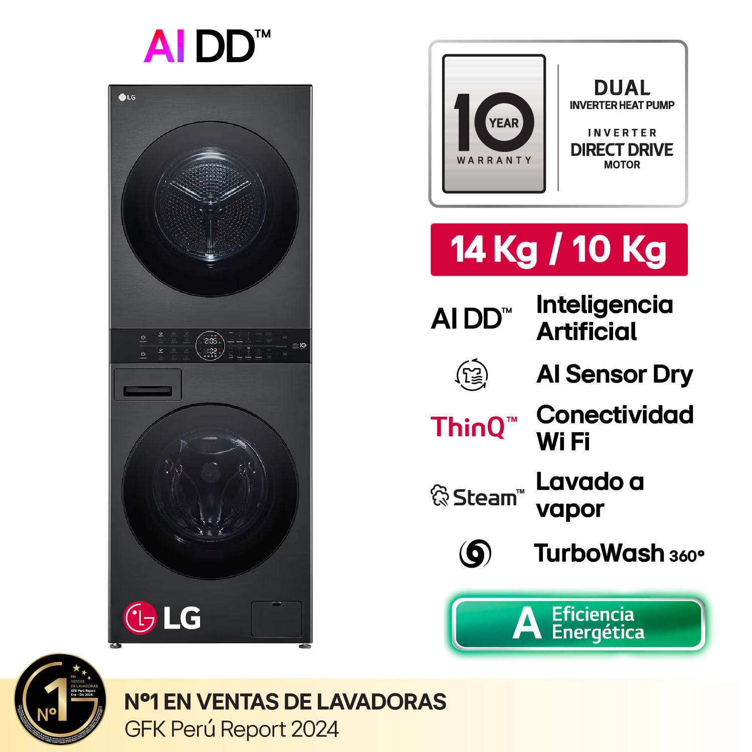 Centro de Lavado LG 14KG Carga Frontal WK14BS6R