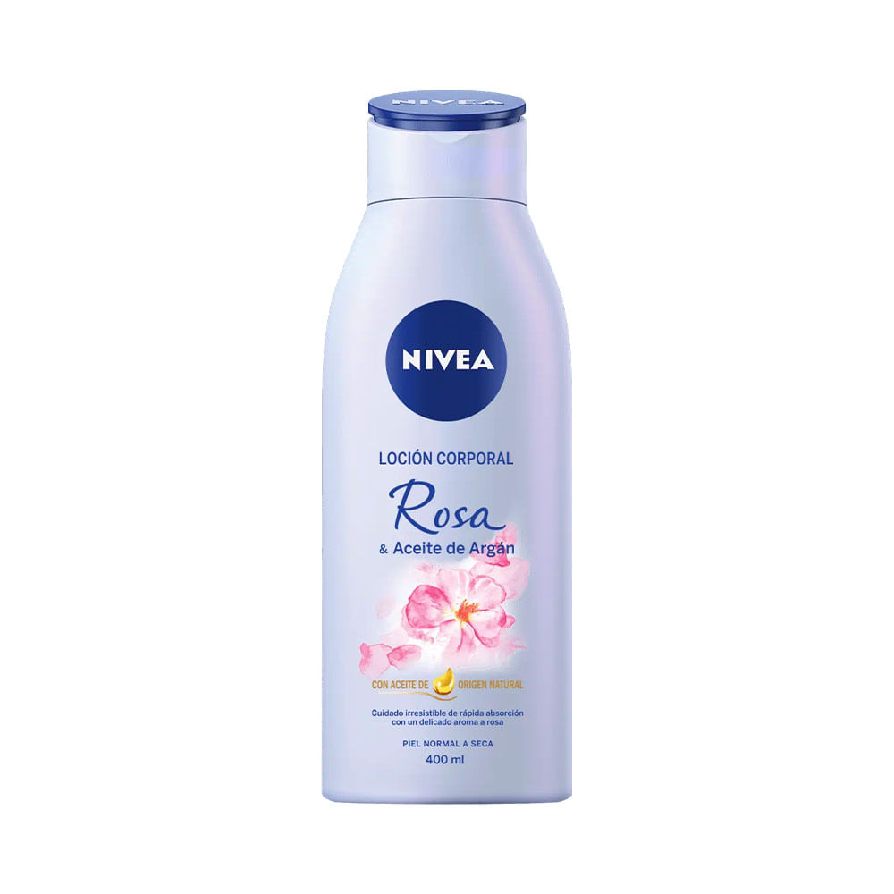 Loción corporal Nivea Rosa 48h con aceite de argán 400 ml