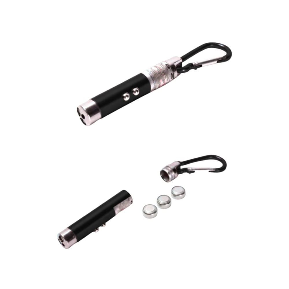 Llavero Pack Linterna Uv, Led Blanco Y Laser Rojo 3 En 1 Negro