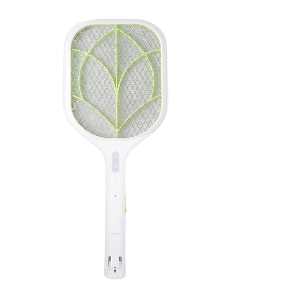 Matamoscas Raqueta Electrica Blanca con Linterna Recargable