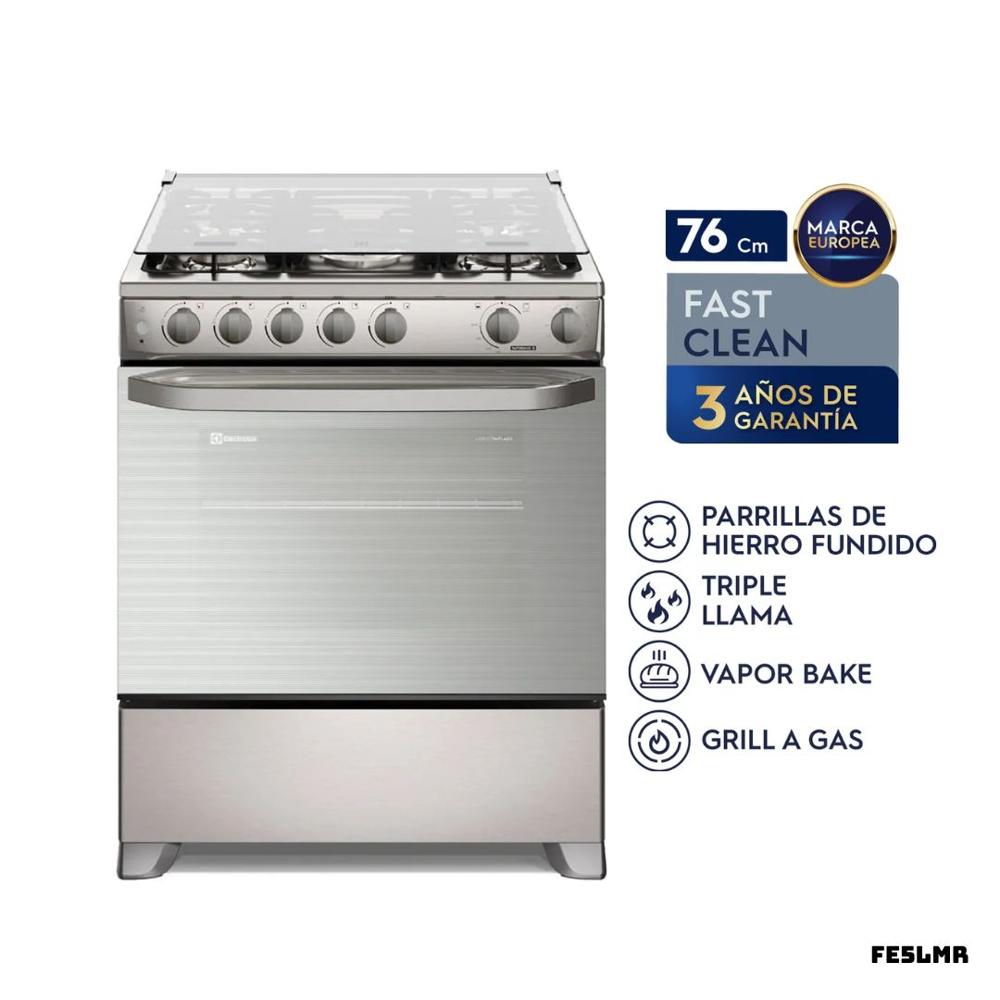 COCINA DE PIE ELECTROLUX A GAS 5 HORNILLAS ACERO INOX - FE5LMR