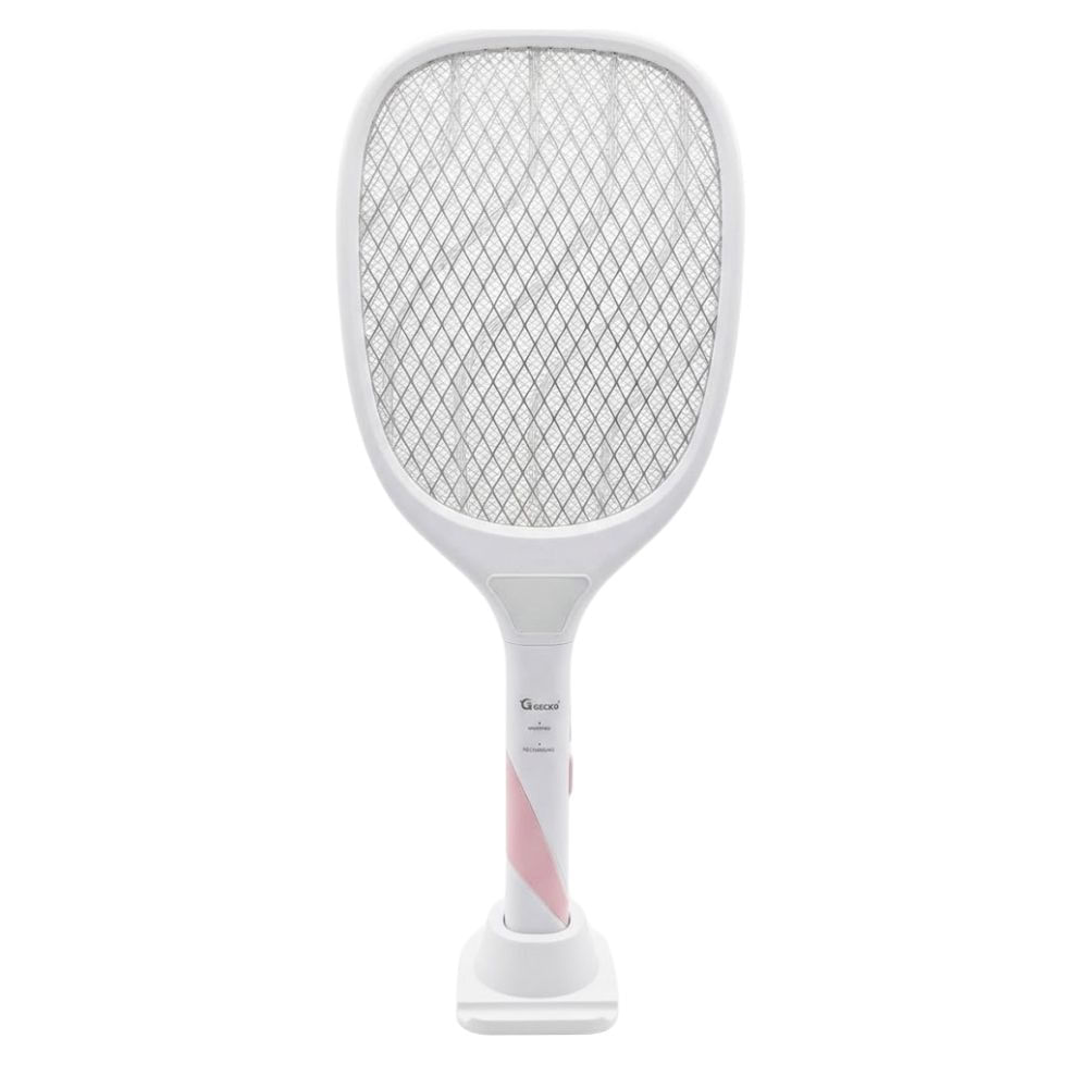 Raqueta Matamoscas Eléctrica Recargable Exterminadora Blanca con base12000mah