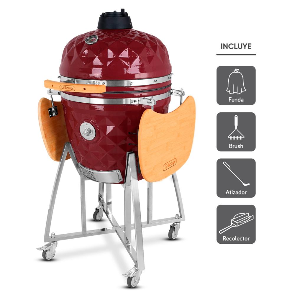 Kamado Diamante 21 Rojo con regalos básicos