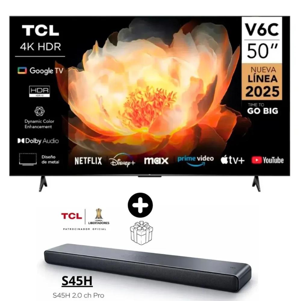 Televisor TCL 50 50V6C LED UHD 4K Smart TV mas Soundbar TCL S45H