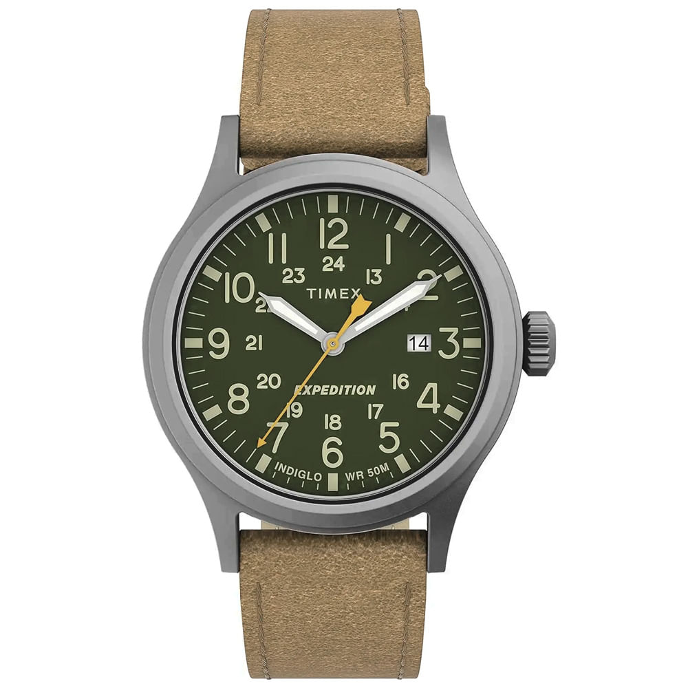 Reloj Timex Expedition Scout TW4B23000 Luz Indiglo Correa de Cuero Dial Verde