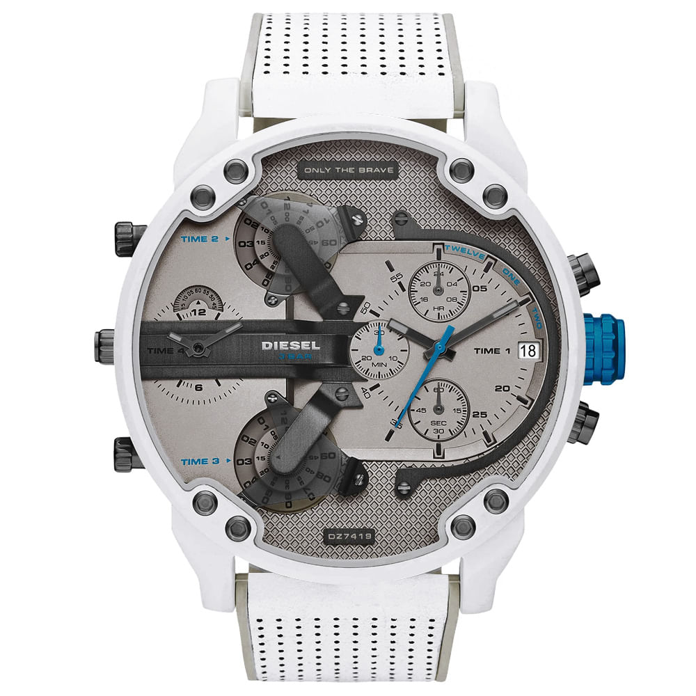 Reloj Diesel Mr. Daddy 2.0 DZ7419 Cuatro Horas Fecha Cronómetro Correa de Silicona