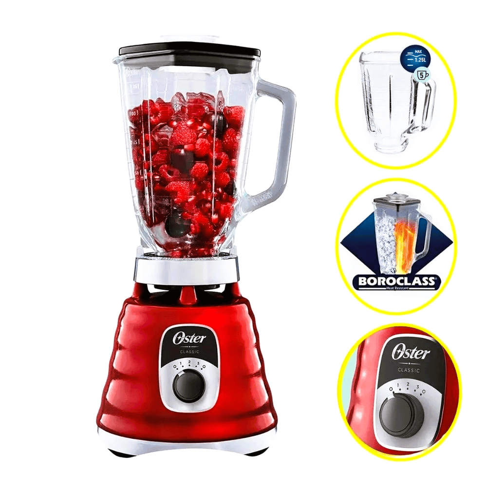 Licuadora Oster 1000 Watts 3 Velocidades Rojo BLST4126R