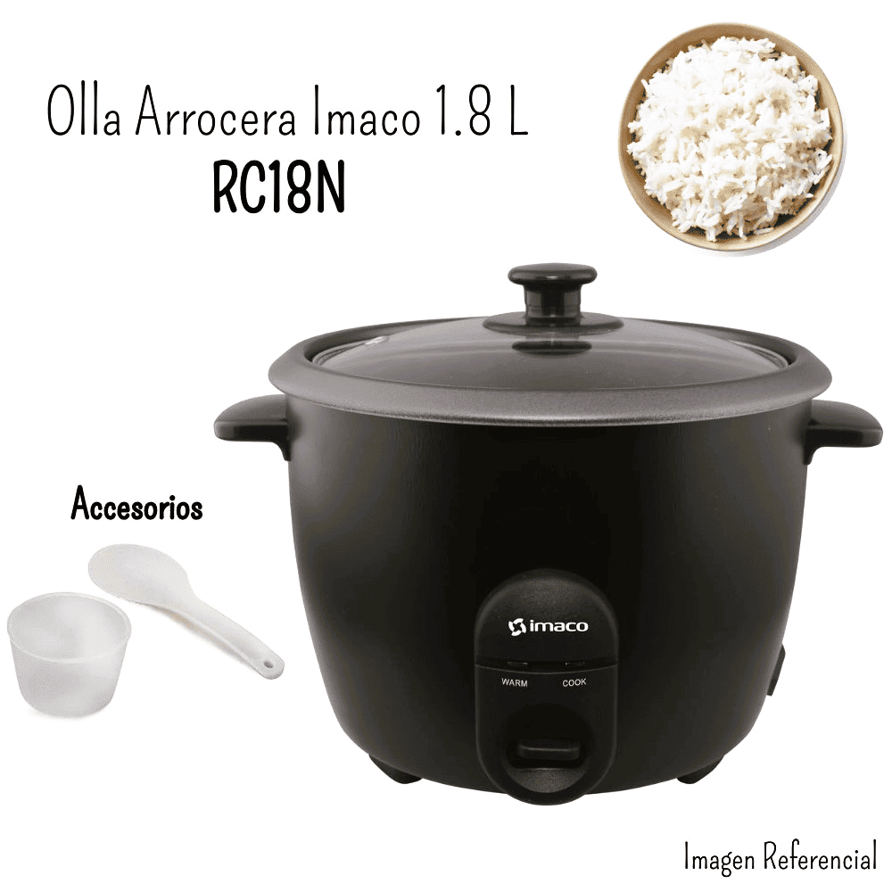 Olla Arrocera Imaco 1.8 Litros Color Negro RC18N