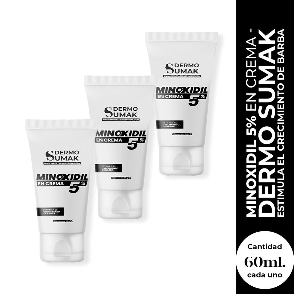Minoxidil 5% en Crema Para Barba 60Gr Dermo Sumak 3 Unidades