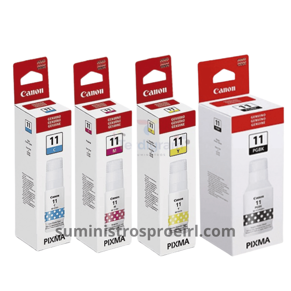 Pack de Tinta de Impresión Canon Gi 11 Negro Cian Magenta Amarillo