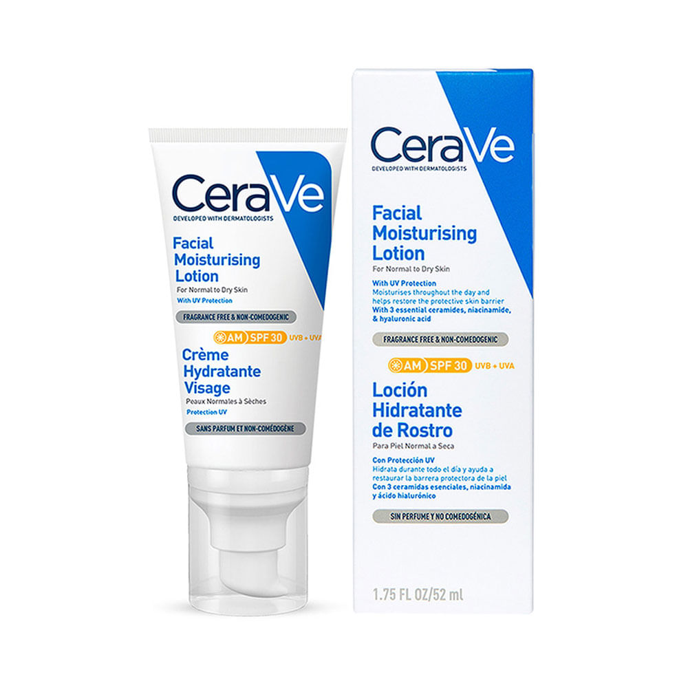 Loción hidratante facial Cerave Moisturizing Lotion FPS 30