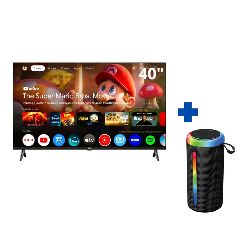 TV JVC 40 PULGADAS QLED FHD GOOGLE TV LT-40KB758- Parlante Demgel Inalambrico Extreme Bass D-P8011