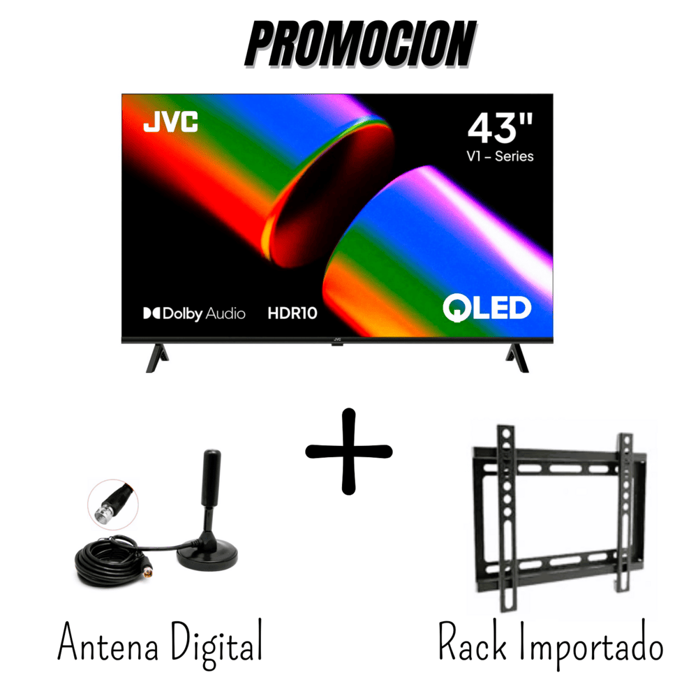 TELEVISOR JVC 43  pulgadas Smar TV- QLED - 4K Ultra HD- Antena digital -  Rack LT-43KM4584