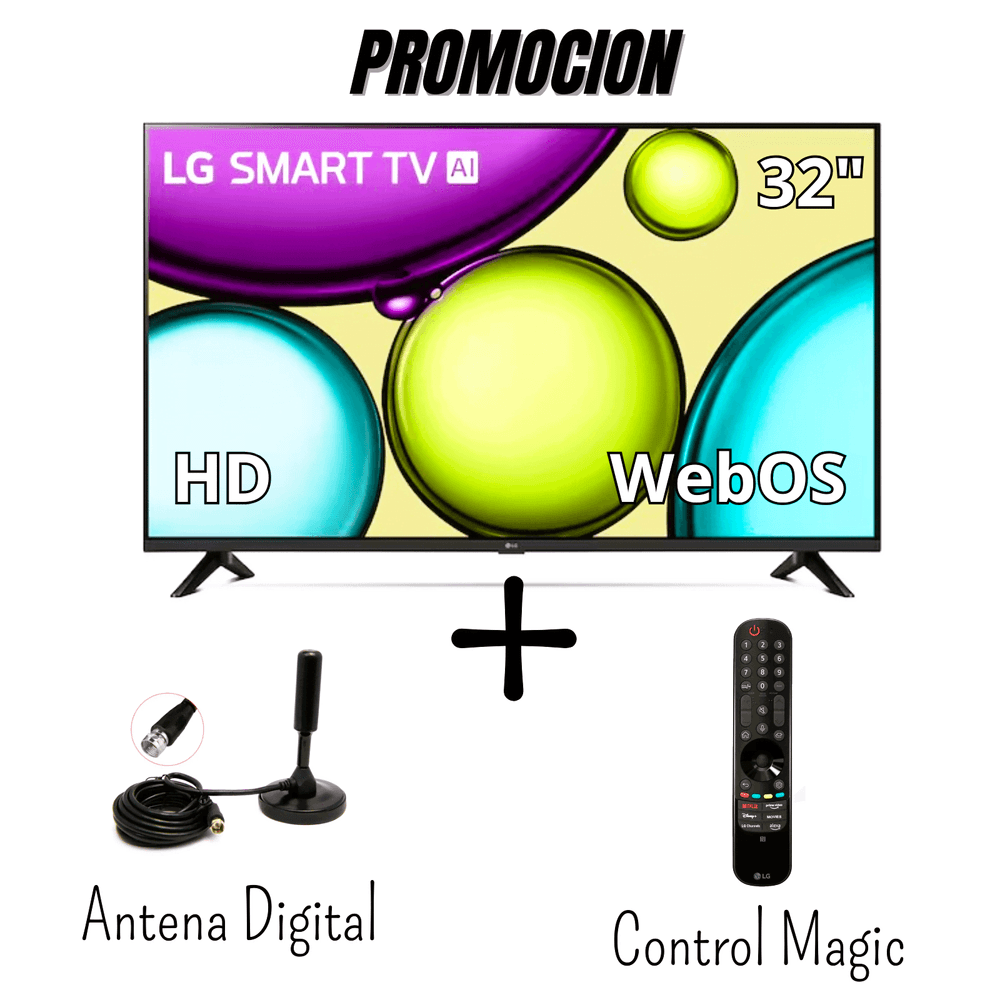 Televisor LG 32 Pulgadas Smart TV WebOS HDR10 32LR600BPSC - Antena Digital - Control Magic