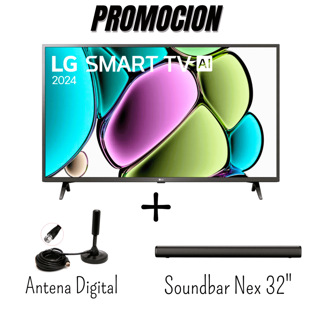 Televisor LG 43 Pulgadas FHD WebOS 43LR6000PSA - Barra de Sonido Nex PSB32 - Antena Digital
