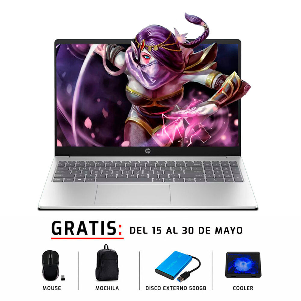 Laptop HP 15 FC0256LA AMD Ryzen 5 7520U 16GBLPDDR5 500GB