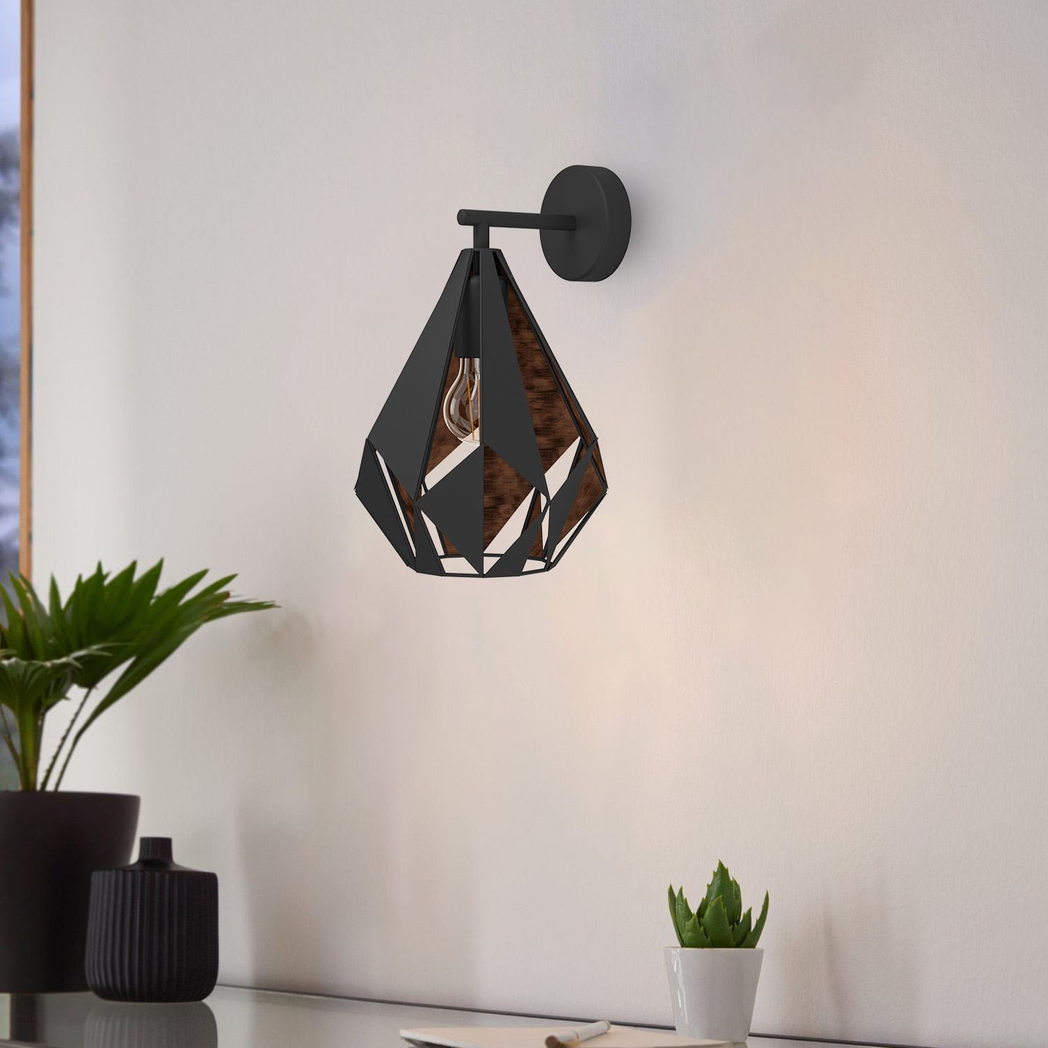 Aplique Eglo Carlton 1 Cobre-Negro