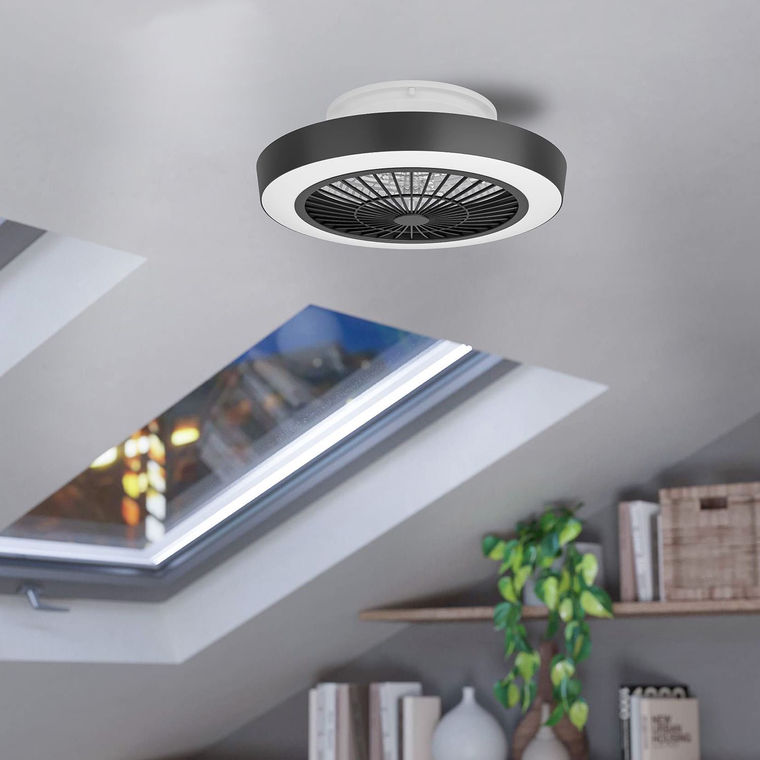 Ventilador Y Luz Eglo Sazan Blanco-Negro