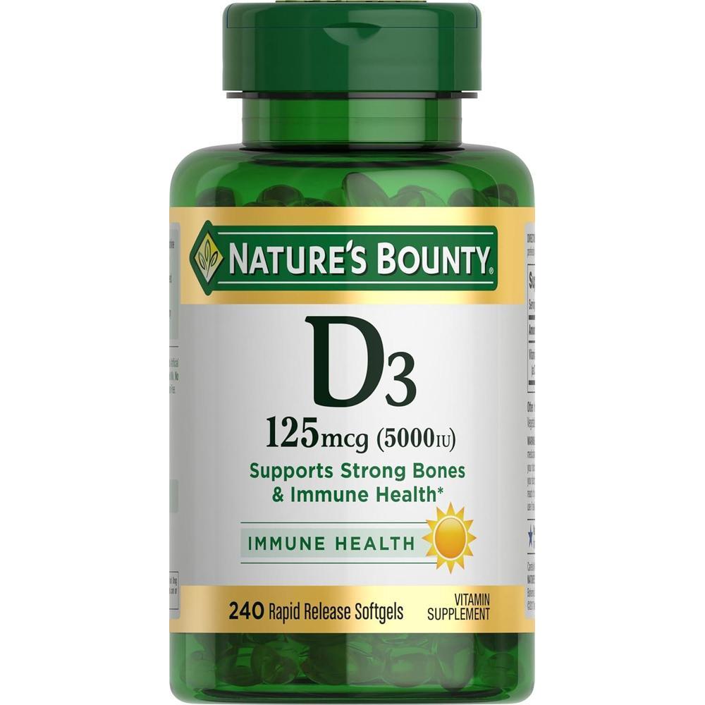 Vitamina D3 de Nature's Bounty, cápsulas para soporte inmunológico
