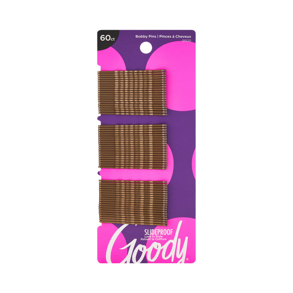 Ganchos para cabello Goody Bobby Pins SlideProof Marrón x 60 unidades