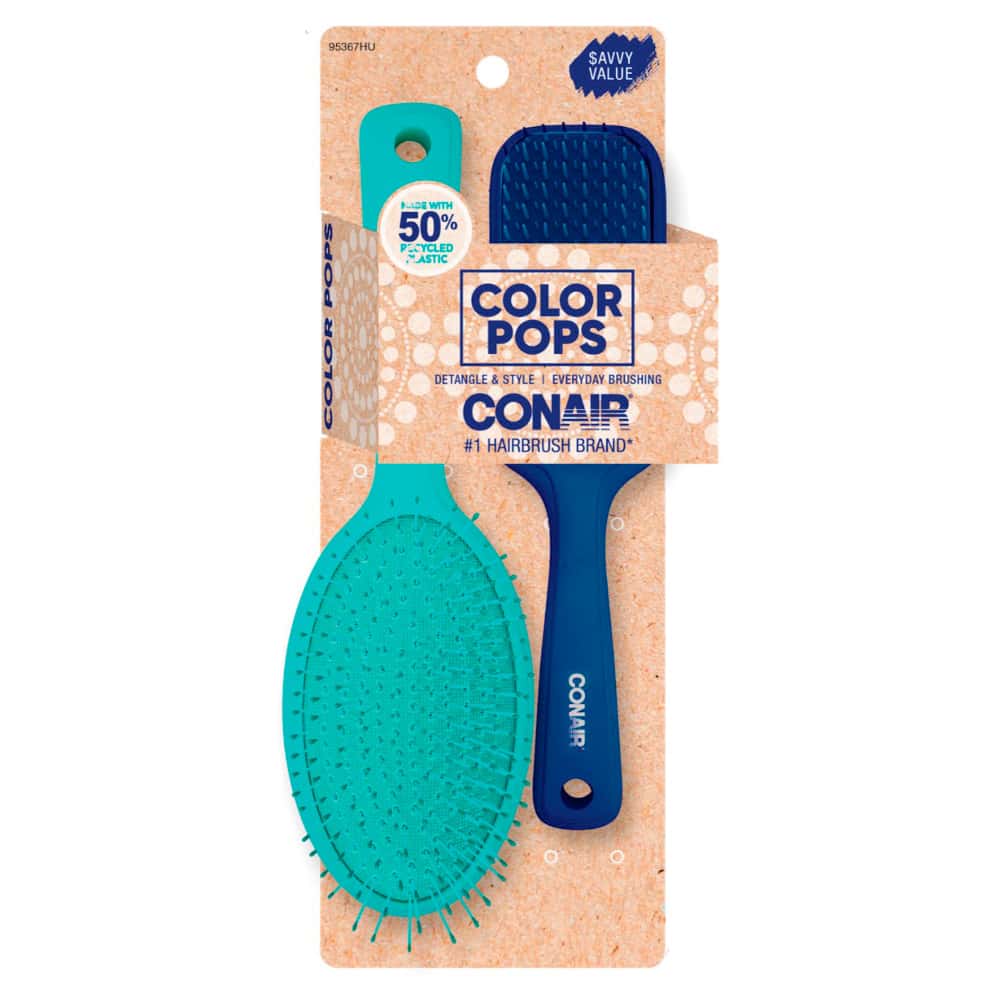 Set de Cepillos Conair Color Pops cerdas de varios tamaños - 2 und
