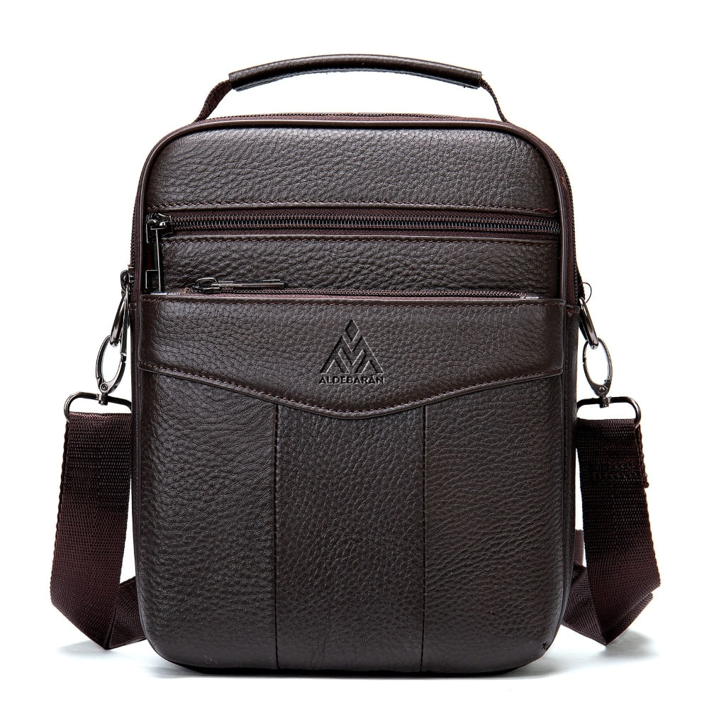 Morral De Cuero Vacuno Aldebarán 7456. Diseño Moderno. Café