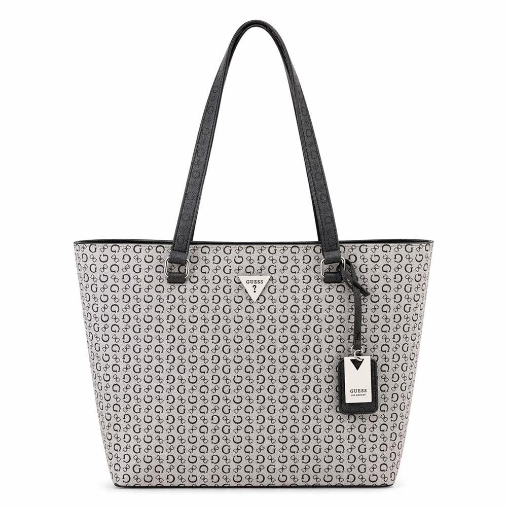 CARTERA TOTE GUESS GRIS CON NEGRO MONOGRAFIADA JILLIAN