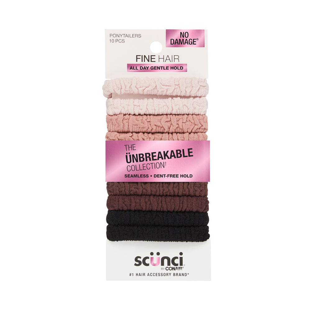 Ligas Scünci Unbreakable Fine Hair Marrón 10 unidades