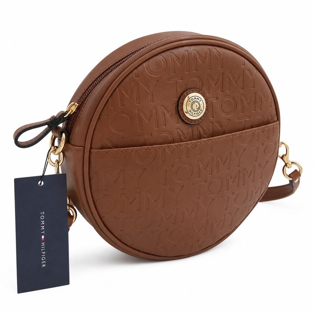 CARTERA CROSSBODY TOMMY MONOGRAFIADA MARRON REDONDO