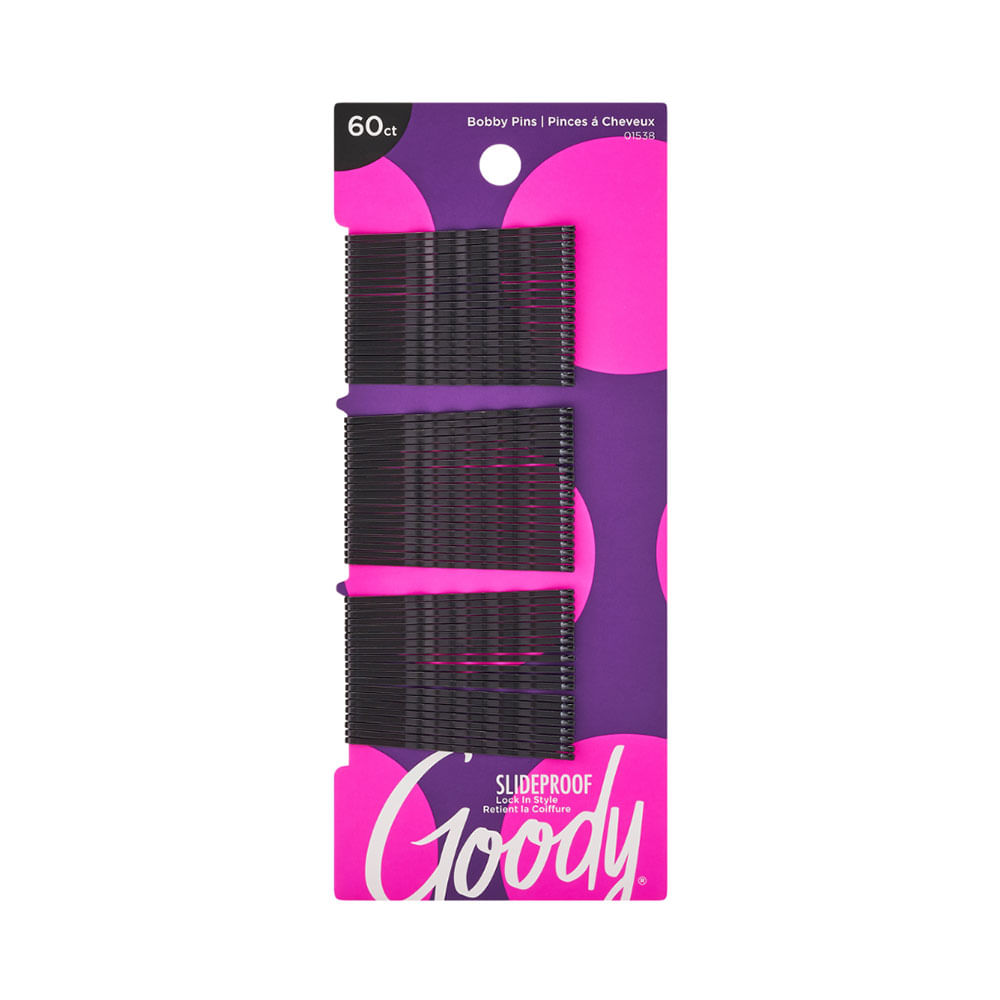 Ganchos para cabello Goody Bobby Pins SlideProof Negro x 60 unidades