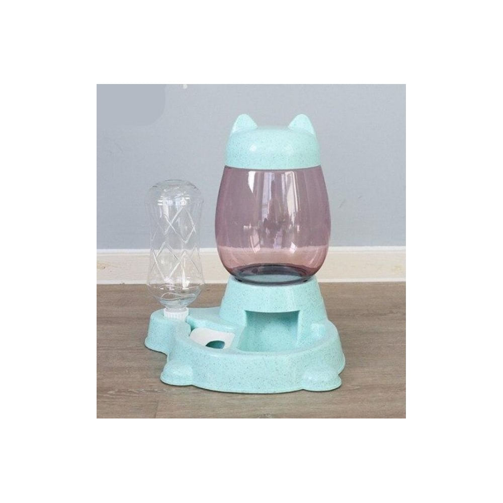 Dispensador 2 En 1 De Comida Y Agua - Verde Agua - Para Masccotas