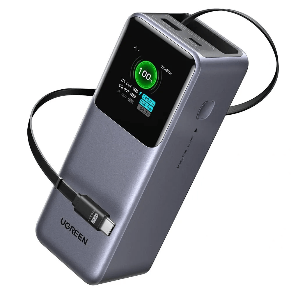 Power Bank 20000 mAh y 165 W con cable retráctil USB-C Ugreen PB726 - 55987B