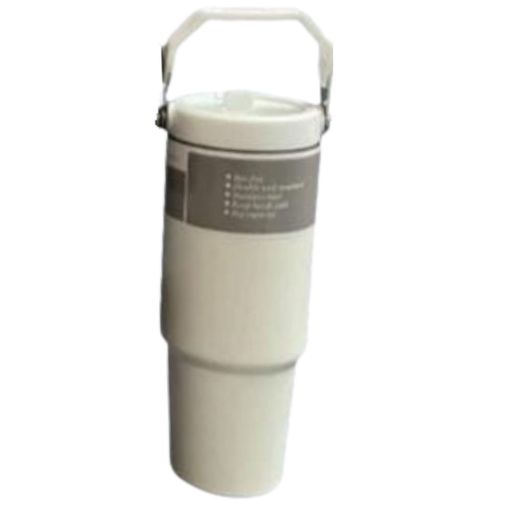 Termo-Taza Toma todo con asa 900 ml Acero Inoxidable color blanco