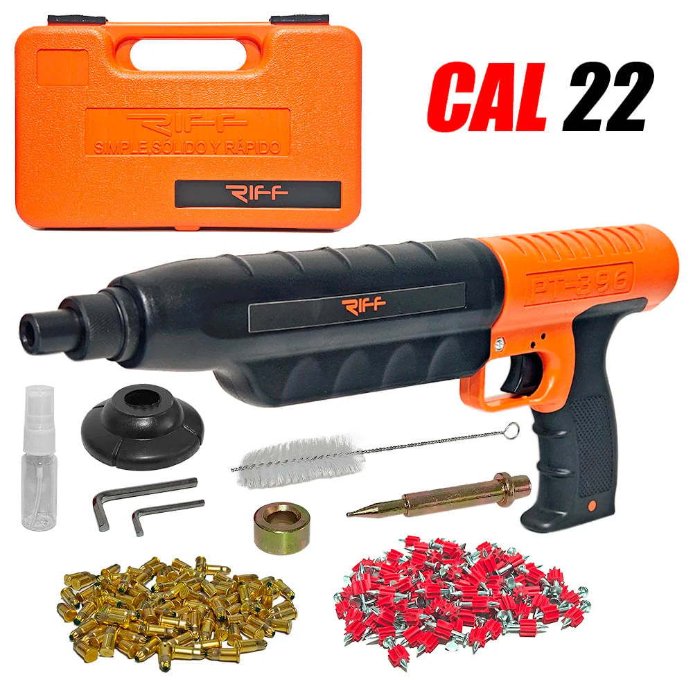 Pistola Fulminante Silenciosa Drywall Calibre 22 Riff R-PT396 Semi-Automatica y Accesorios